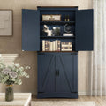 71" Tall Farmhouse Kitchen Pantry Cabinet, 5 Layers Storage Cabinet with Adjustable Shelves, Farmhouse Pantry Cabinet with 4 Barn Doors