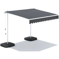 AECOJOY Free Standing Retractable Awning, 10'x8' Patio Awnings Outdoor Manual Sun Shade Shelter, Dark Grey