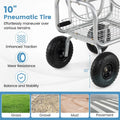 Portable Garden Hose Reel Cart Holds 300FT of 5/8" Large Capacity, Heavy-Duty Metal Hose Cart with 4 Wheels & Storage Basket for Lawn Yard