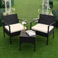 Tappio Outdoor Furniture 3 Piece Patio Bistro Furniture Set, Rattan Conversation Chairs Set with Side Table and Cushions, Patio Furniture Sets for Balcony Garden Porch, Red