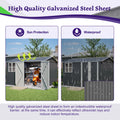 AECOJOY 10x8FT Outdoor Steel Storage Shed with Clear Window, Weather-Resistant Metal Tool Shed, Gray