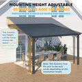 AECOJOY 12x10 Outdoor Hardtop Gazebo Adjustable Height (6.5-9.8Ft) Pergola for Patio