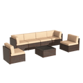 AECOJOY 7 Piece Outdoor Patio Furniture Set with Waterproof Cover, Brown & Beige