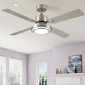 Dextrus 52'' Ceiling Fan with Light and Remote Control, 6 Speeds, 5 Timer Settings, and Dual - Finish Blades (Nickel)