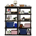 Hyper Tough Large 5-Tier Shelving Unit, W36 x D18 x H74" Interlocking Multipurpose Organizer, Black, Pack of 2