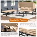 AECOJOY Patio Furniture Set with Retractable Canopy&2 Adjustable Backrests, Outdoor Conversation Set, Beige