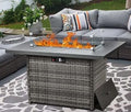 Layinsun 44" Propane Gas Fire Pit Table, 55000 BTU Rectangular Fire Pit with Glass Wind Guard for Outside Patio Deck Garden Backyard