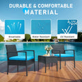 Tappio Outdoor Furniture 3 Piece Patio Bistro Furniture Set, Rattan Conversation Chairs Set with Side Table and Cushions, Patio Furniture Sets for Balcony Garden Porch, Red