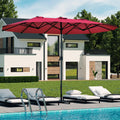 AECOJOY 15x9ft Double-Sided Patio Umbrella, Red