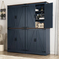 71" Tall Farmhouse Kitchen Pantry Cabinet, 5 Layers Storage Cabinet with Adjustable Shelves, Farmhouse Pantry Cabinet with 4 Barn Doors