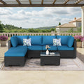 AECOJOY 7 Piece Outdoor Patio Furniture Set, Black& Peacock Blue