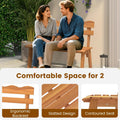 Tangkula 2 Person Patio Garden Bench with Waved Backrest and Slatted Seat
