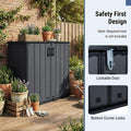 23.5 Cu.ft Outdoor Storage Shed, 175 Gallon All-Weather Resin Patio Deck Box with Floor & Lockable Door, Waterproof Horizontal Garden Tool Shed