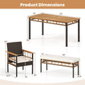 Tangkula 6 Pieces Patio Dining Table Set with 1.97” Umbrella Hole & Cushioned Backless Bench & 4 Armchairs