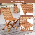 Tangkula 3 Pieces Outdoor Teak Wood Folding Patio Bistro Set