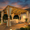 AECOJOY 16x10 Outdoor Wooden Pergola Gazebo with Curtains and Netting for Patio