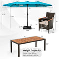 Tangkula 11 Pieces Outdoor Rattan Furniture Set  with 15ft Double-Sided Patio Umbrella (Base Included)