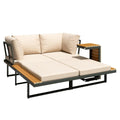AECOJOY 4 Piece Metal Patio Furniture Set with Waterproof Cover, Convertible Outdoor Daybed with Coffee Table