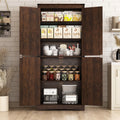 71" Tall Farmhouse Kitchen Pantry Cabinet, 5 Layers Storage Cabinet with Adjustable Shelves, Farmhouse Pantry Cabinet with 4 Barn Doors