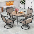 Outdoor Swivel Dining Chairs Set of 2/4 with Quick-Drying Fabric & Metal Frame, All-Weather Patio Chairs for Backyard Porch Lawn Garden