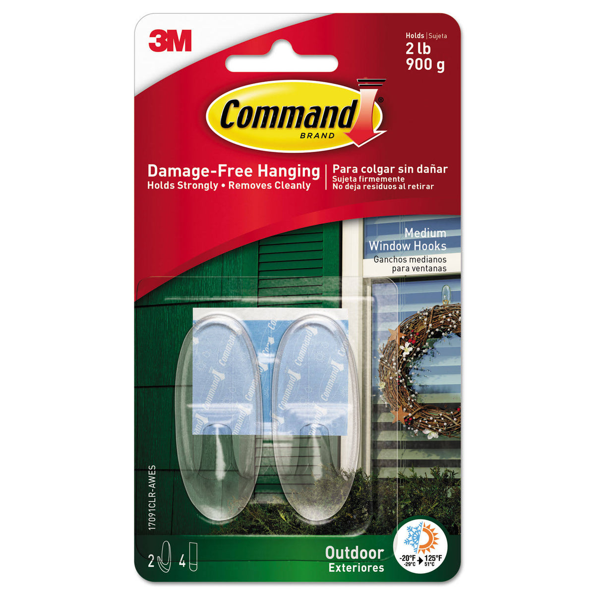Command Outdoor Medium Clear Window Hooks with Clear Strips 17091CLR-AW