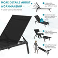 AECOJOY Patio Lounge Chairs for Outside, Outdoor Chaise Lounge with Wheels, Black, 4PCS