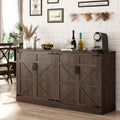 71" Tall Farmhouse Kitchen Pantry Cabinet, 5 Layers Storage Cabinet with Adjustable Shelves, Farmhouse Pantry Cabinet with 4 Barn Doors