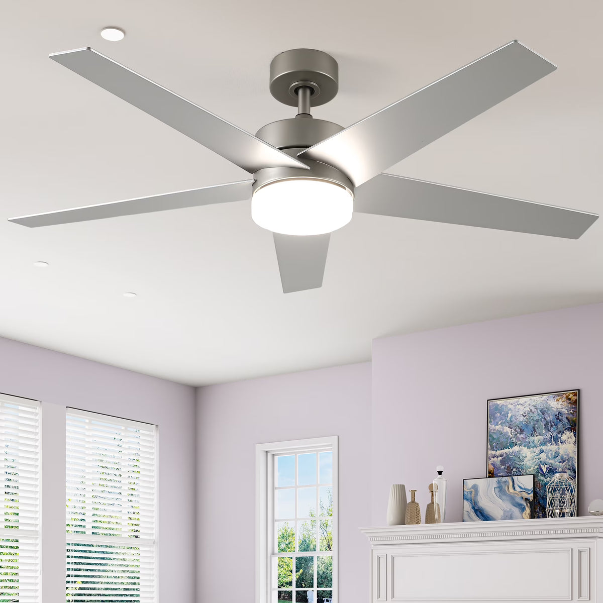 Uforic 52" Modern Ceiling Fan with Lights and Remote Control, 5 - Blade Ceiling Fan