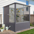 AECOJOY 5x5 FT Storage Shed, Metal Sheds & Outdoor Storage with Lockable Doors and Ventilated Mesh, Utility Garden Tool Shed