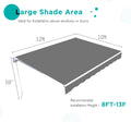 AECOJOY 12'x10' Manual Retractable Awning Sun Shade, Patio Awning Canopy