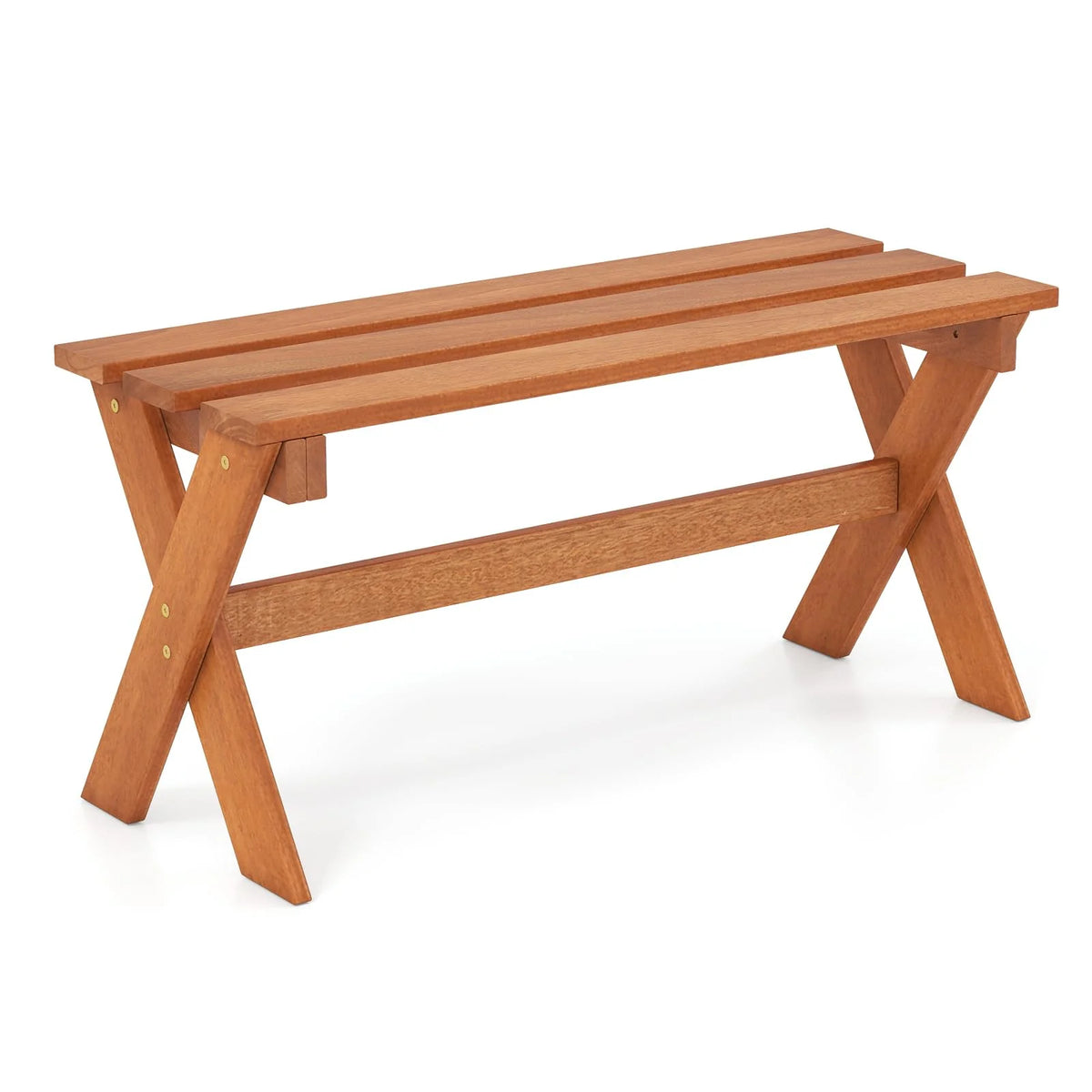Tangkula Outdoor Wood Bench Backless Patio Dining Bench(1/2)