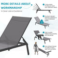 AECOJOY Patio Lounge Chairs, Outdoor Chaise Lounge with Wheels, Dark Grey, 4PCS