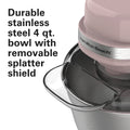 Hamilton Beach 4 Quart Stand Mixer for Kitchen, 7 Speeds, Tilt - Head, Dough Hook, Whisk & Flat Beater, White