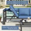 AECOJOY Patio Furniture Set with Retractable Canopy&2 Adjustable Backrests, Outdoor Conversation Set, Dark Blue