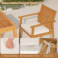 Tangkula 5 Pieces Outdoor Acacia Table and Chairs with Umbrella Hole and Soft Cushions