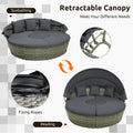 Tangkula Patio Round Daybed with Retractable Canopy(Grey)