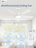 Zardon 52 in Black Ceiling Fan with LED Light and Remote, Downrod 6-Speed and Quiet Reversible DC Motor for Bedroom, Living Room, Indoor