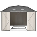 AECOJOY 10x12 FT Large Metal Outdoor Storage Shed with Floor Frame, Heavy-Duty Storage Building with Diamond Roof