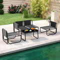 Tangkula 4 Pieces Patio Furniture Set with Cushions and Tempered Glass Coffee Table