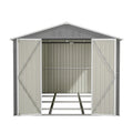 AECOJOY 8x12 FT Outdoor Metal Storage Shed with Additional Side Door, Large Tool Shed with 2 Lockable Doors