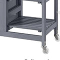 Kitchen Island Cart on Wheels with Storage, Solid Wood Top, 3 Drawers and Removable Shelves, Rolling Utility Cart, Dark Gray