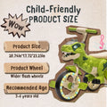 Xuanlur Kids Ride on Dinosaur Tricycle, Toddlers Kid Trike with Wide Flash Wheels, Anti - Slip Pedals, Rear Basket, Music & LED Lights, Toddler Bike