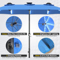 AECOJOY 15ft Patio Double-Sided Umbrella, 156 PCS Solar LED Light Outdoor Large Umbrella, Dark Blue