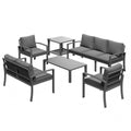 AECOJOY Metal Patio Furniture Set, 7 Seats Modern Outdoor Furniture with Deep Cushions