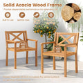 Tangkula Acacia Wood Patio Dining Chairs Set of 2/4 with 400 lbs Capacity