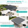 AECOJOY Free Standing Retractable Awning, 13'x8' Patio Awnings Outdoor Manual Sun Shade Shelter, Dark Grey