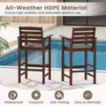 Adirondack Bar Chairs Set of 2/4, 29" HDPE Bar Height Outdoor Stools w/ Backrest & Footrest, All-Weather Backyard Patio High-Top Chairs