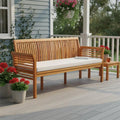 62.5" Outdoor Acacia Wood Bench with Removable Cushion, 3-Person Patio Garden Bench with High Backrest & Armrests, 1200 LBS Capacity for Yard Porch