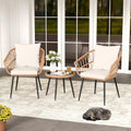 Tangkula 3 Piece Patio Bistro Set with Metal Frame for Balcony