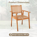 Tangkula Acacia Wood Outdoor Dining Chairs Set of 2/4 PE Rattan Patio Chairs with Backrests and Armrests